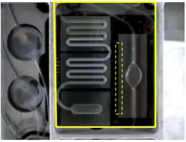 Fig. 3.The micro-ﬂuid frame. The box is the outline of the frame and thedotted box is used by the angle detection algorithm.