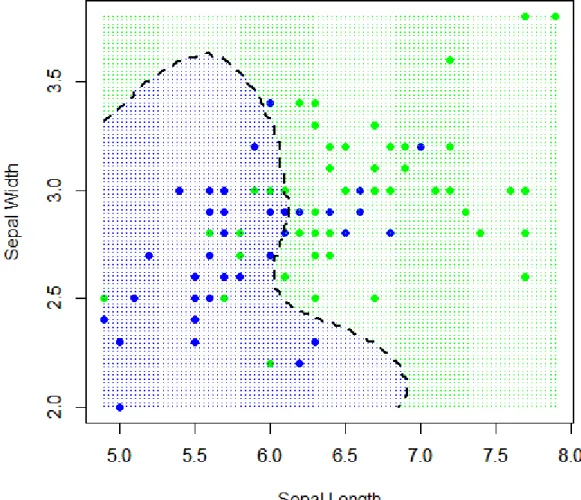 Figure 3.2: SVM classification with the Iris data  	