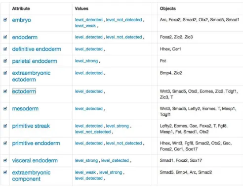 Figure 1: Genes, tissues and level of expression inTheiler Stage 9.