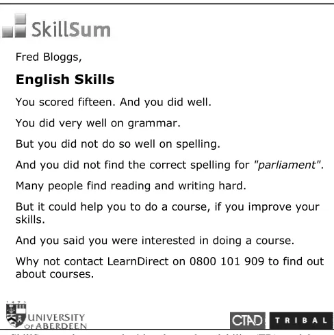 Figure 2 – Example text produced by SkillSum and generated with enhanced readability (ER) model