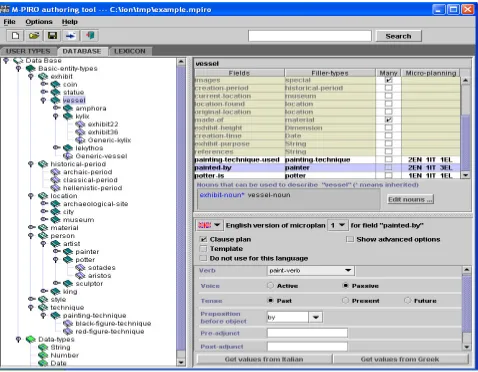 Figure 1: An M-PIRO ontology and a clause plan.