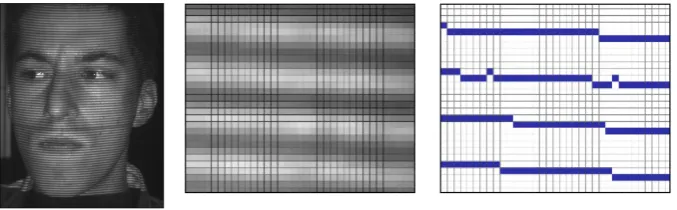 Figure 1. Left, stripes are cast on the subject then processed and re-constructed in 3D.