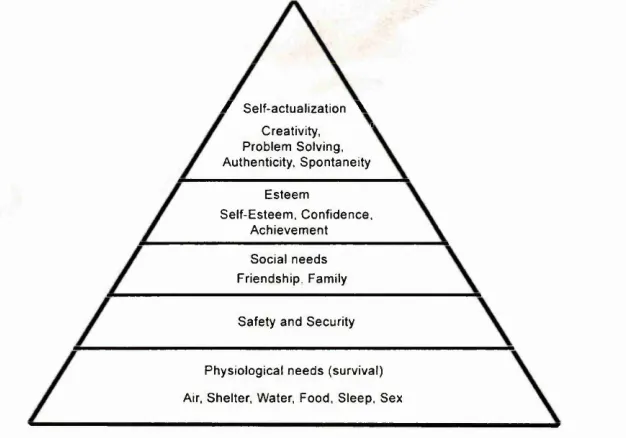 Figure 2-3 Maslow Hierarchy of Needs Diagram (Myers, 2009)