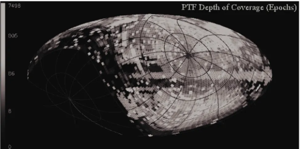 Figure 1. Number of independent observations at R-band per location on the sky over the current 6-year lifespan of the PTF/iPTF project
