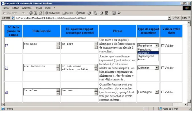 Figure 1: Human validation interface for deﬁnitions extracted with the parenthesis marker