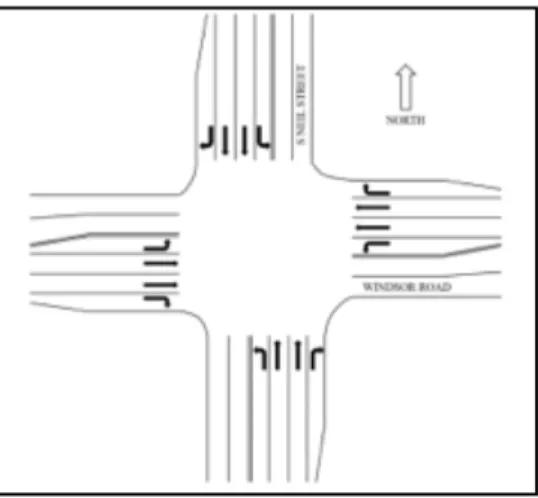Figure 7: Geometry of the intersection of Neil Street and Windsor Drive. 