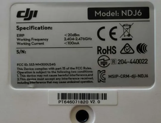 Figure 3:  Working frequency of DJI Phantom 2 transmitter 