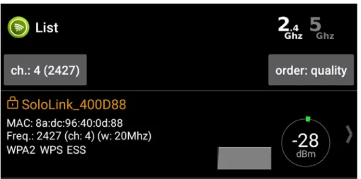 Figure 6: 3DR Solo channel details 