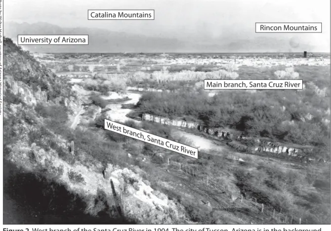 Figure 3. View from the same location in 2000. The west branch of the Santa Cruz River has been filled 