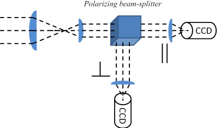 Figure 6.2: Division of intensity polarimetry. Polarimeters that sample the electricﬁeld along several orientations simultaneously can be built using beam-splitting opticsand several detectors