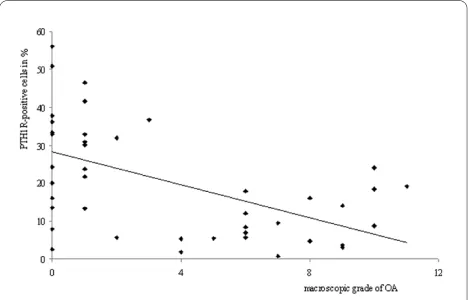 Figure 4 Correlation between the macroscopic grade of osteoar-thritis (OA) and the expression of PTH1R