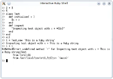 Figure 2.5: Interactive Ruby Shell