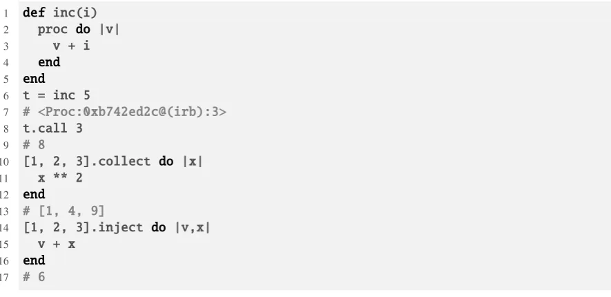 Table 2.4: Ruby notation