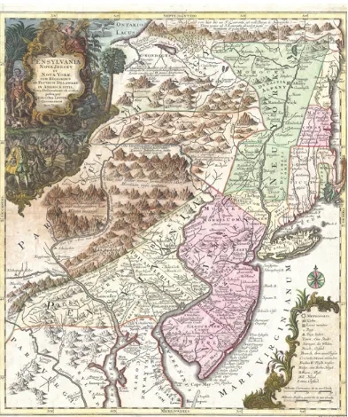 Figure 5.3 Historical Map of the Middle Colonies | This map dating from 1756 depicts the middlecolonies of Pennsylvania, Delaware, New Jersey, and New York