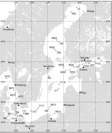 Fig. 5. Positions where the recent samples used for this paper were collected. Stations “Mxxx” are from cruise AL322 of r/v “Alkor” inFig