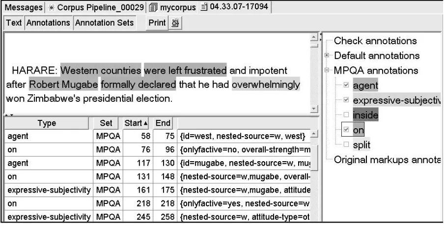 Figure 1: Example of annotations in GATE