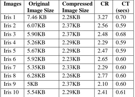 Table 4.3 Performance measures of Finger Print Image Compression 
