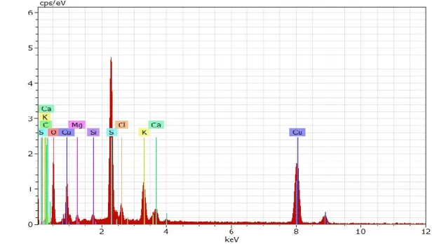 Fig. 6. EDAX analysis of Pedalium murex leaf extract 