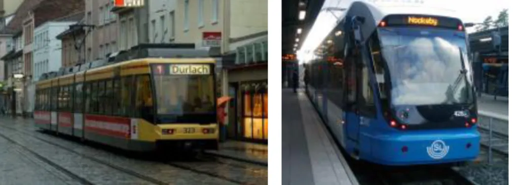 Figure  3-7.  Hybrid  vehicles  with  conventional  power  bogies  and  multiple  articulated  centre  sections  –  examples