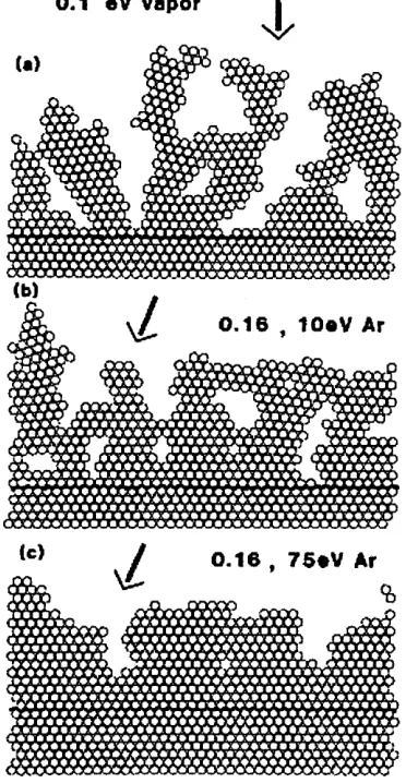 Figure 15 The microstructure obtained by computer simulation of Ar ion bombardment, 