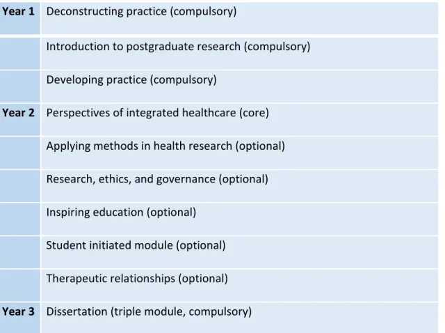 Figure 4 MSc Integrated Healthcare modules 
