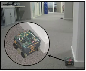 Figure 4: The Bebot robots forming a multi-hop chain for communication transmission.