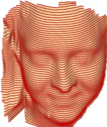 Figure 3: 676 vertical planes with normal ncut through the mesh, from left to right (only 3 are shown = (0,1,0) arehere).