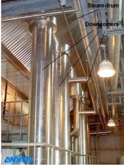 Figure 9 and Figure 10 show examples of  downcomers in the recovery boiler. 