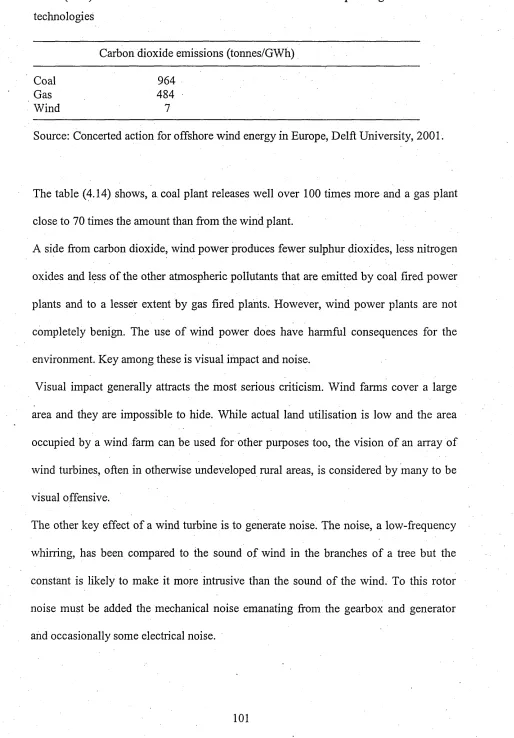 Table (4.14) The lifetime missions of carbon dioxide for various power generation 