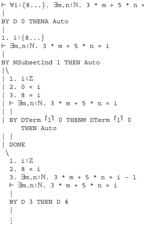 Figure 1: Sample Nuprl proof, as presented in cor-pus collection study, proving the Stamps Theorem