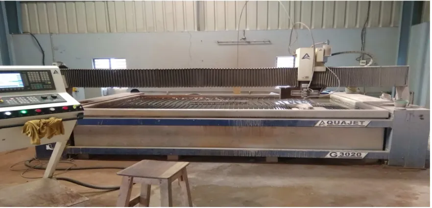 Fig :2. Abrasive Water jet Machining  setup used for the Experiment of EN-8 