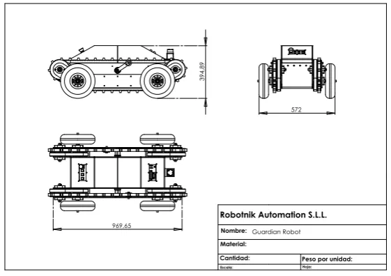 Figure 7: The Guardian robot, Main construction and Dimensions