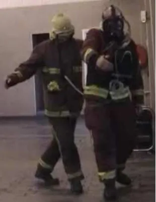 Fig. 2. Demonstration of the search and rescue operation at the trial of the GUARDIANS systemat the SYFIRE training centre