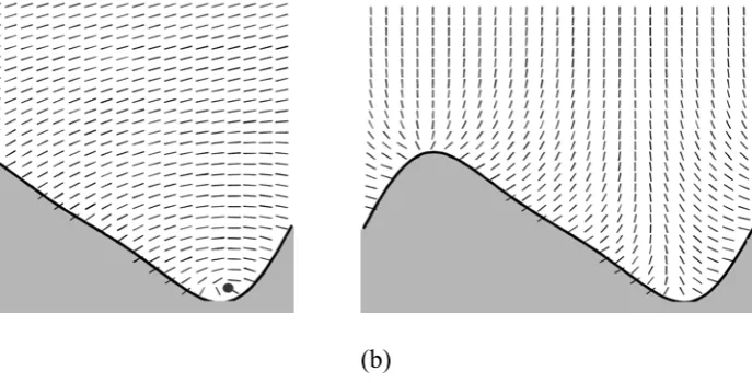 Figure 1. Schematic of the director profiles of the liquid crystal in the vicinity of the ZBD surface over a one pitch variation