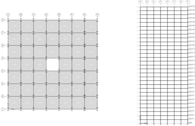 Figure 1: Plan and Elevation of the building (Bare Frame) 