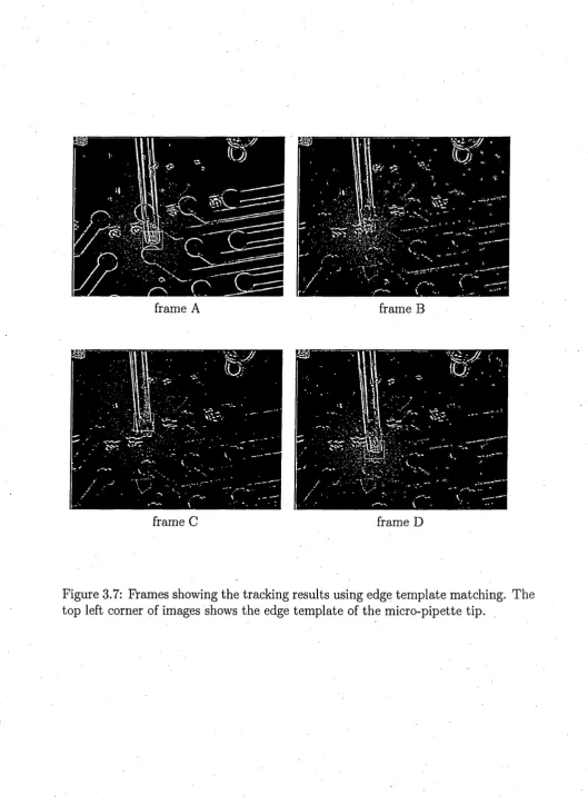 Figure 3.7: Frames showing the tracking results using edge template matching. The 