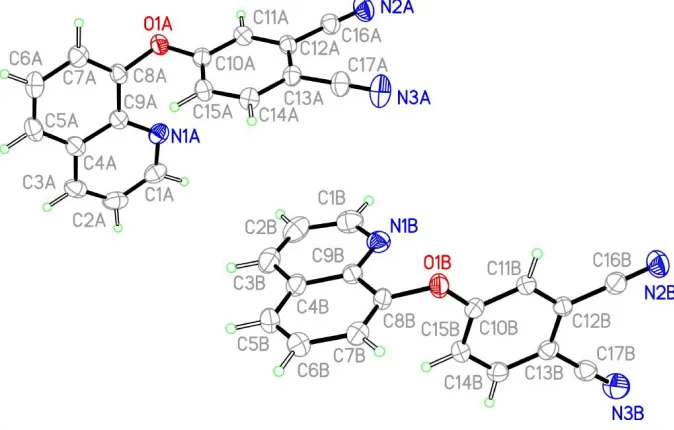 Figure 1The structure of the title compound, showing %50 probability displacement ellipsoids and the atom-numbering scheme