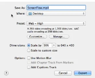 Figure 8. Export Settings Window