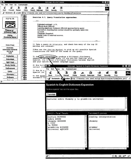 Figure 3. Example of interaction with on-line software. 