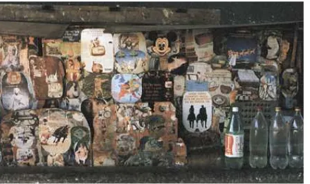 Fig 12. A collaged shelter on the streets of São Paulo, Brazil. Lucia Mindlin Loeb. São Paulo, 