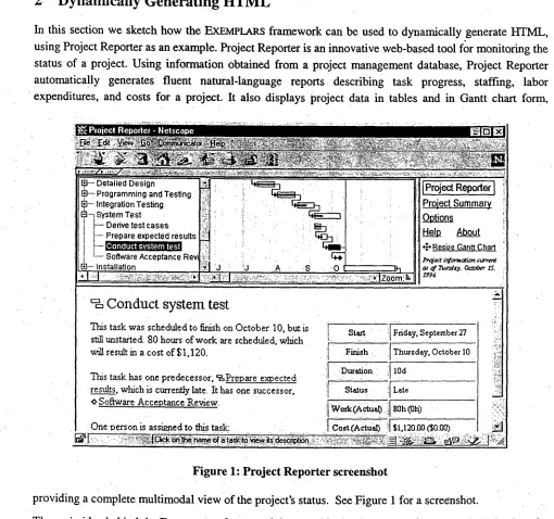 Figure 1: Project Reporter screenshot 