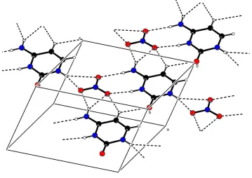 Figure 1ORTEP-3 (Farrugia, 1997) view of the title compound, showing the immediate hydrogen-bond interaction between the 