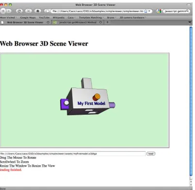 Figure 7: The 3D scene is displayed within the web browser and controlled by mouse events