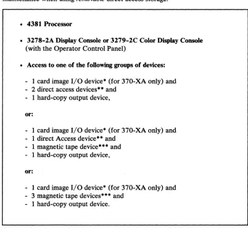 Figure 9 shows the minimum system configuration necessary for hardware maintenance when using removable direct access storage