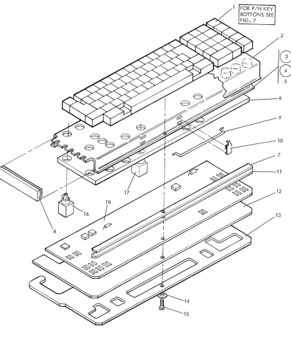 FIGURE 6. KEYBOARD ASSEMBLY, BASIC. SEE LIST 6. 