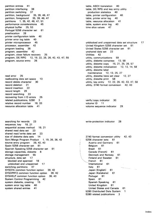 table, ASCII translation table, DE/RPG and key 