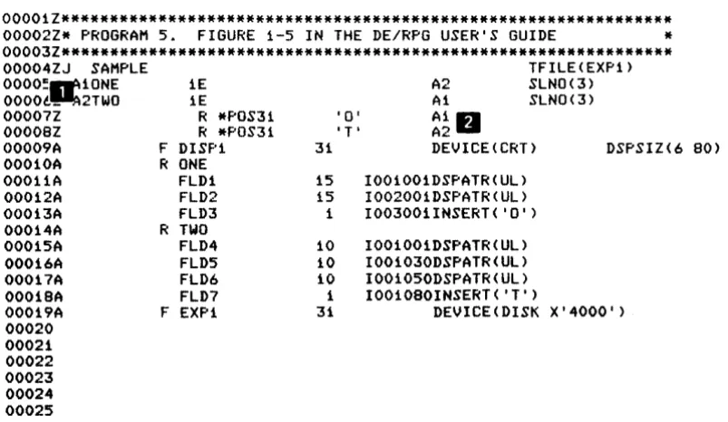 Figure 1-6. A Program Illustrating the Specification of the Entry and Review Modes 