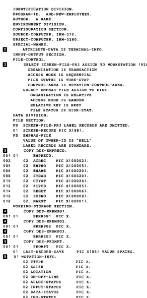 Figure 3.2. Example of transaction I/O statements (Part 1 of 5) 