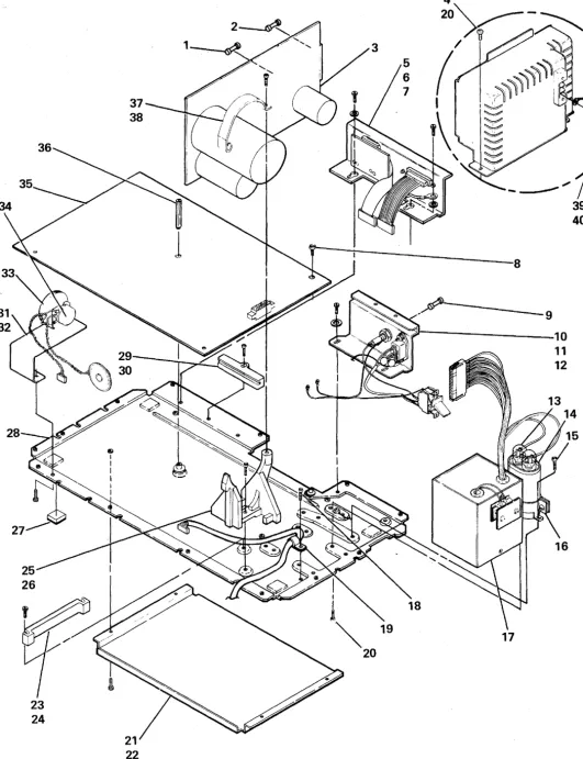 FIGURE 3. BASE PLATE ASSEMBLY. SEE LIST 3. 