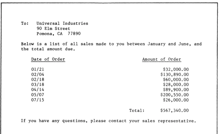 Figure 3-7. Sample Report Created From Complete and Partial Records 